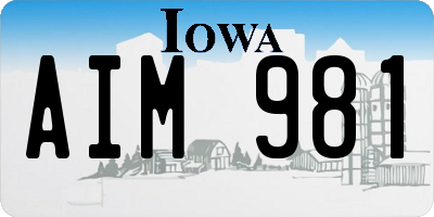 IA license plate AIM981