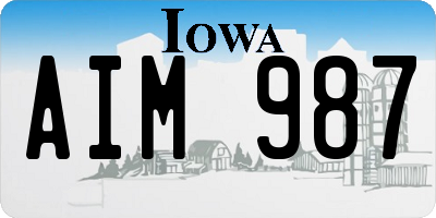 IA license plate AIM987