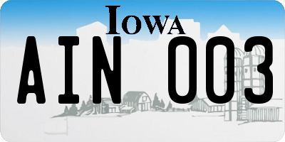 IA license plate AIN003