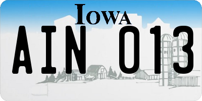 IA license plate AIN013