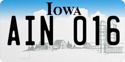 IA license plate AIN016