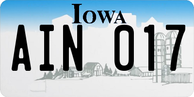 IA license plate AIN017