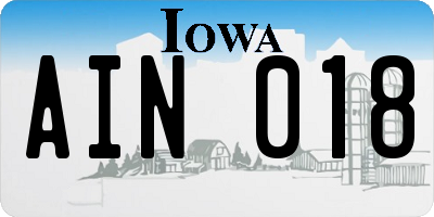 IA license plate AIN018