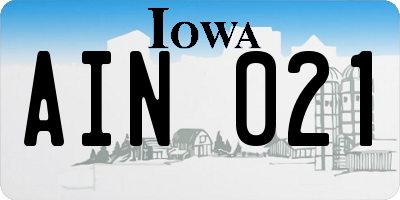 IA license plate AIN021