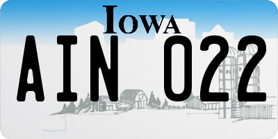 IA license plate AIN022