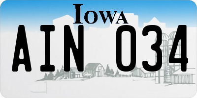 IA license plate AIN034