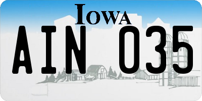 IA license plate AIN035