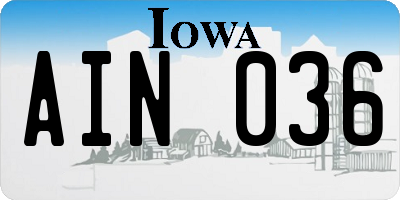IA license plate AIN036