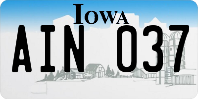 IA license plate AIN037