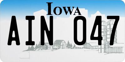IA license plate AIN047
