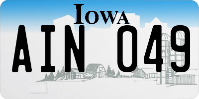 IA license plate AIN049
