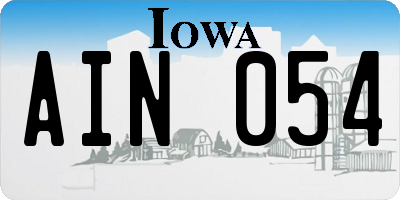 IA license plate AIN054