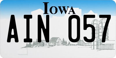 IA license plate AIN057