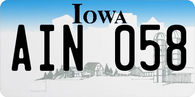 IA license plate AIN058
