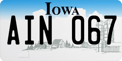 IA license plate AIN067