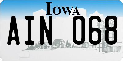 IA license plate AIN068