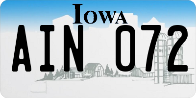 IA license plate AIN072