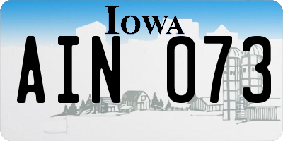 IA license plate AIN073