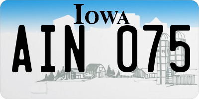 IA license plate AIN075