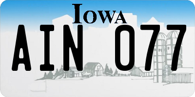 IA license plate AIN077
