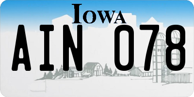 IA license plate AIN078
