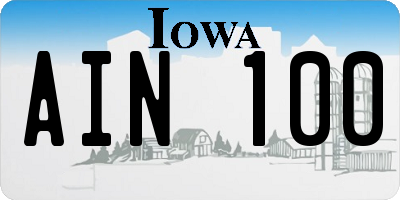 IA license plate AIN100