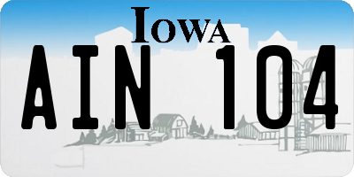 IA license plate AIN104