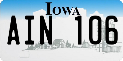 IA license plate AIN106