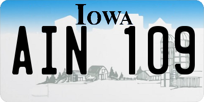 IA license plate AIN109