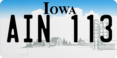 IA license plate AIN113