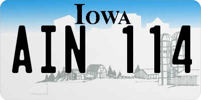IA license plate AIN114