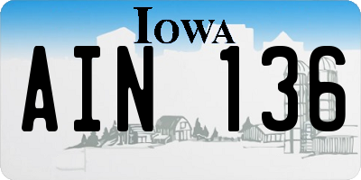 IA license plate AIN136