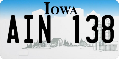 IA license plate AIN138