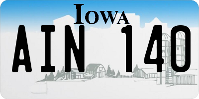 IA license plate AIN140