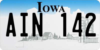 IA license plate AIN142