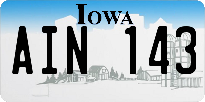 IA license plate AIN143