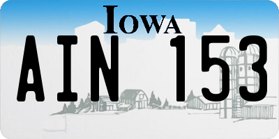 IA license plate AIN153