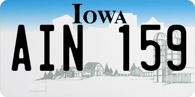IA license plate AIN159