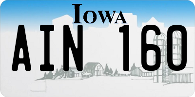 IA license plate AIN160
