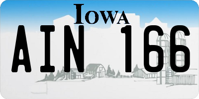 IA license plate AIN166