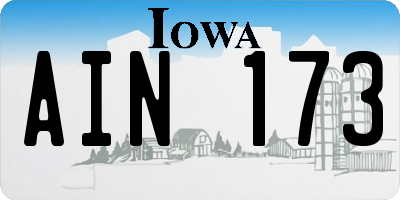 IA license plate AIN173