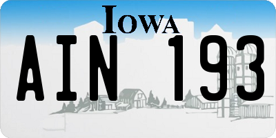 IA license plate AIN193