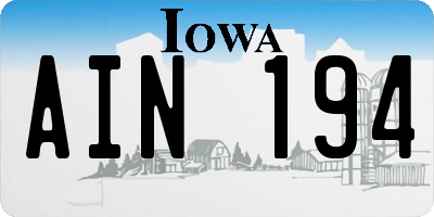 IA license plate AIN194