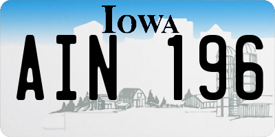 IA license plate AIN196