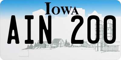 IA license plate AIN200