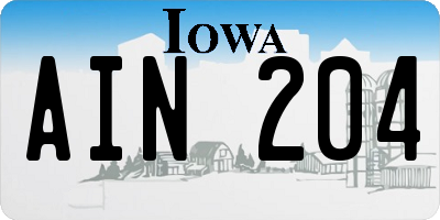 IA license plate AIN204
