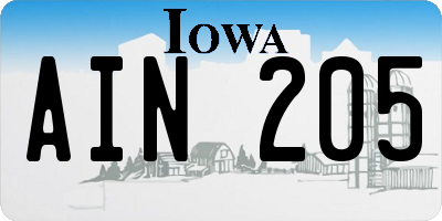 IA license plate AIN205
