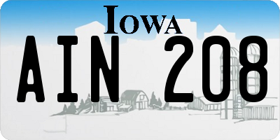 IA license plate AIN208