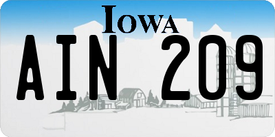 IA license plate AIN209