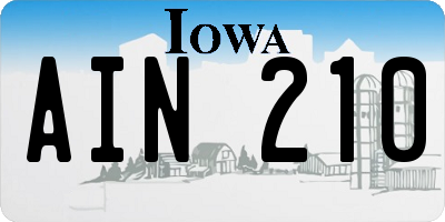 IA license plate AIN210